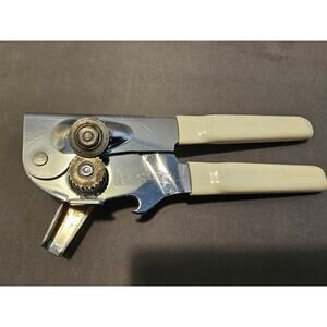 Vintage Swing-A-Way no. 1 Can Opener Bottle White Grips Manual 7” USA Away